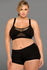 Microfiber Sports Bra With Netting Inserts, Bondage Back, Removable Padding, And Stow And Go Back Pocket - STM30130X by Seven Til Midnight
